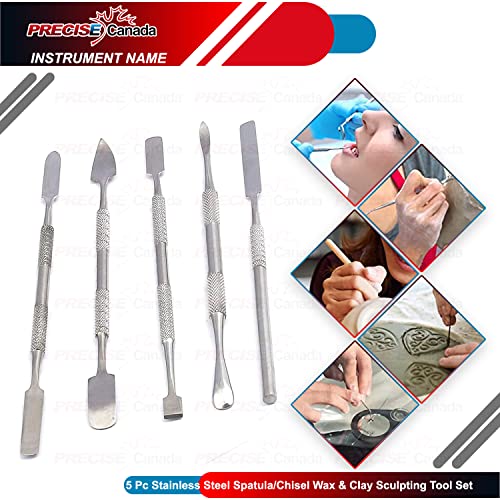 5 Pc Stainless Steel Spatula/Chisel Wax & Clay Sculpting Tool Set