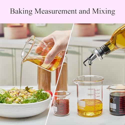 Ackers Mini Glass Measuring Beaker Set, Borosilicate, 2oz 4oz 8oz Measuring Cups - size: 60ml/120ml/250ml (2oz/4oz/8oz)