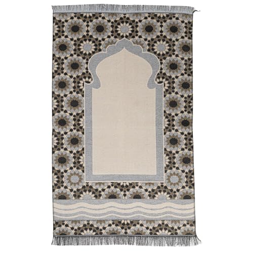 Modefa Turkish Travel Prayer Mat - Muslim Prayer Rug - Thin Woven Cotton Traditional Janamaz Sejjadah for Men Women - Prayer Matt Islam Praying Mat Stargazer (Black) - color: Black