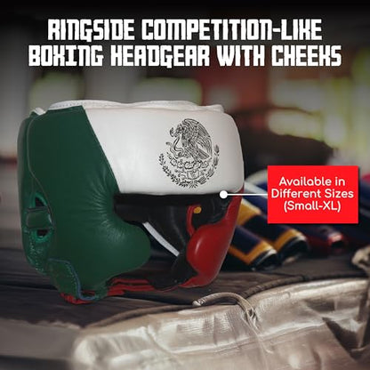 Ringside Competition-Like Boxing Headgear with Cheeks - color: Mexican Flag, size: Small