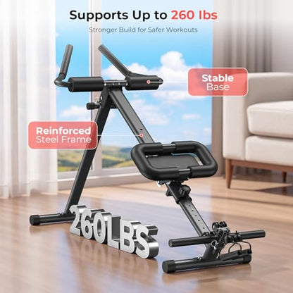 OWLSKY Ab Machine, Adjustable Ab Trainer Machine for Abs Workout at Home Gym, Foldable, Knee Protection, LCD Monitor, Device Holder, 400 LBS,Abdominal Trainer for Stomach Workout - style: A-Black