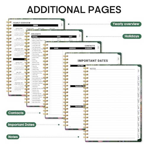 Planner 2026–2027, Academic Monthly Weekly Spiral Calendar, July 2026 – June 2027, Hardcover Agenda Notebook with Tabs, 6.3" x 8.5", Perfect for Students, Teachers, School & Daily Planning - Midnight Garden - color: L-Midnight Garden, size: (6.3"x8.5")a5