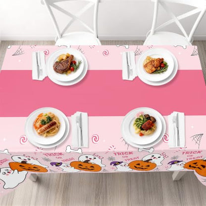 Childom 3 Pack Halloween Tablecloth Rectangle Table,Halloween Decorations - color: Halloween Pink