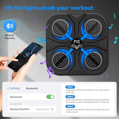 SoftGym Music Boxing Machine,Interactive Punching Trainer with LED Lights,Large Wall Mounted Boxing Target with Gloves for Home Gym,Cardio Workout Equipment for Adults and Kids