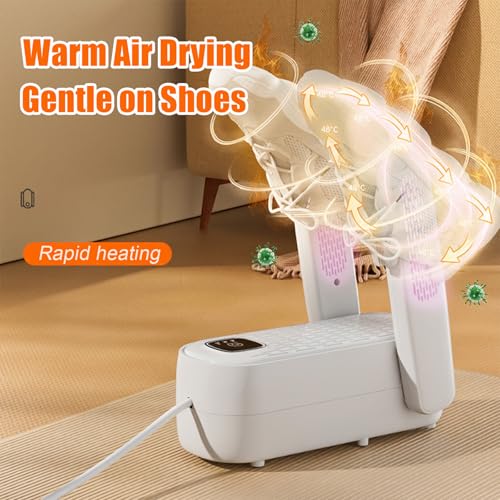 Boot Shoe Dryer - 3-4 Heat Settings, 360° Rapid Drying, Auto Shut-Off & Timer for Sneakers, Work Boots, Gloves - color: White -2 Poles