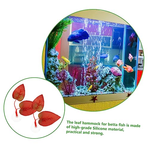 Yardwe 2pcs Betta Leaf Pad Hammock for Fish Tank Comfortable Resting Place and Aquarium Decoration Cup Design for Betta Spawning and Habitat