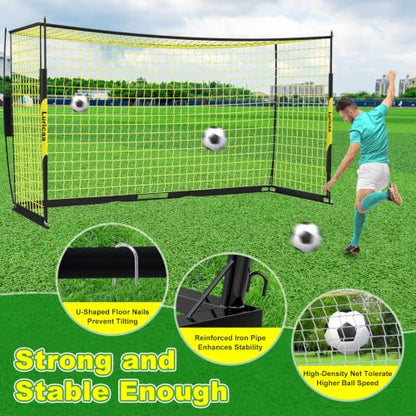 Soccer Goal 12×6 ft /16×7 ft Portable Soccer Goals Net for Backyard | Quick Setup Training Equipment, with Carry Bag, 4 Ground Nails, 12 Training Cones - color: 16×7FT Black