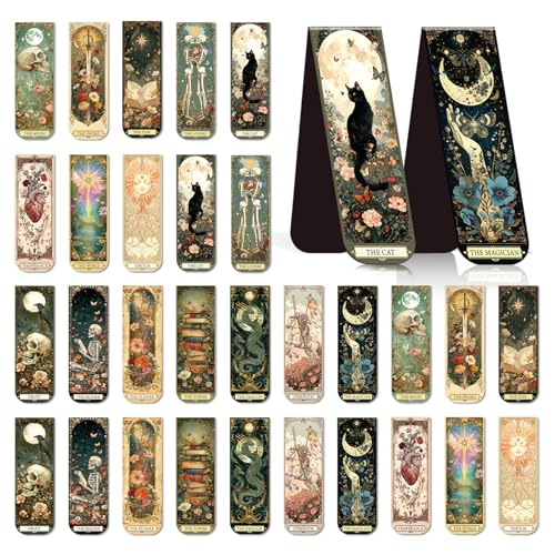 Wxiben 30 Pcs Tarot Dark Magnetic Bookmark Dark Romance Book Mark Page Clip - style: Tarot