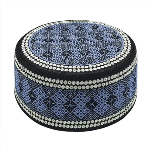 Muslim Prayer Hat for Men Worship Hat Islamic Muslim Prayer Hats Cap Beanie Headwear for Ramadan Eid - color: Blue