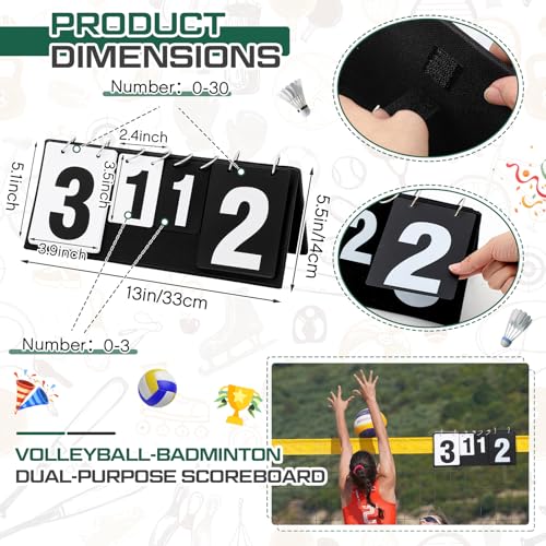 Soulchen Portable Tennis Score Keeper, Double Sided Flip Scoreboard for Badminton, Volleyball and Table Tennis, Hanging Net Scoreboard with Storage Bag, 0-3 Sets & 0-30 Points