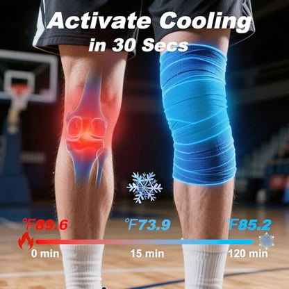 2 Packs Ice Tape Cooling Athletic Tape, Instant Cooling & Compression for Athletes No Refrigeration Needed, Self-Stick Bandage Wrap for Knee, Ankle, Wrist Pain & Swelling Relief (Beige) - color: Beige-2pack