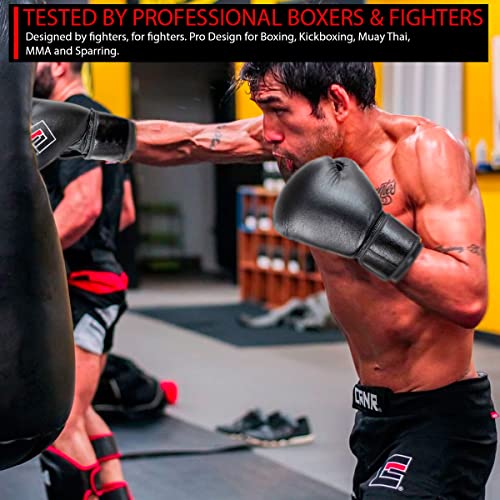 Combat Corner Elite Boxing Gloves Leather for Men and Women - Kickboxing, MMA, Muay Thai Sparring Training Gloves - size: 12 oz.