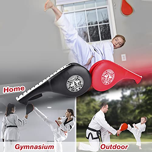 Taekwondo Kick Pads 2PK, Karate Martial Arts Training Equipment Kicking Target Pad, Double Strike Boxing Pads for Kids Youth Adult (Red&Black)