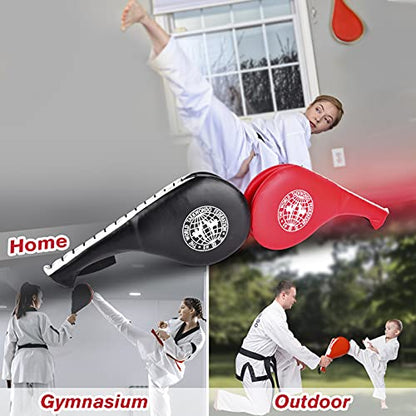 Taekwondo Kick Pads 2PK, Karate Martial Arts Training Equipment Kicking Target Pad, Double Strike Boxing Pads for Kids Youth Adult (Red&Black)