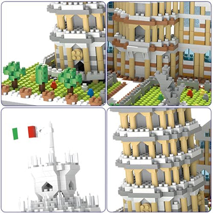Leaning Tower of Pisa Micro Mini Building Blocks Set Italy Architecture Building Kits Famous Landmark Model Toys Gift for Adults Kids Teens 2500 PCS - style: The Leaning Tower of Pisa