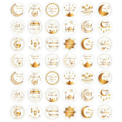 420pcs Eid Mubarak Stickers, 3.8cm/1.5in Round Self-Adhesive Ramadan Islamic Muslim Stickers Ramadan Kareem Labels for Party Favors Gift Wrapping & Celebration Decor Supplies