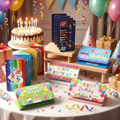 Gueevin 12 Pack/72 Slots Happy Birthday Money Envelopes for Cash Birthday Gifts Money Envelope Card Holders Bulk for Surprise Gifts Ideas Party Supplies, 6 Styles