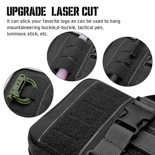 Upgrade Molle Rip Away Ifak Pouch, Tactical Small Belt First Aid Pouch Medical Utility EMT Pouch Only - color: Upgrade - Black