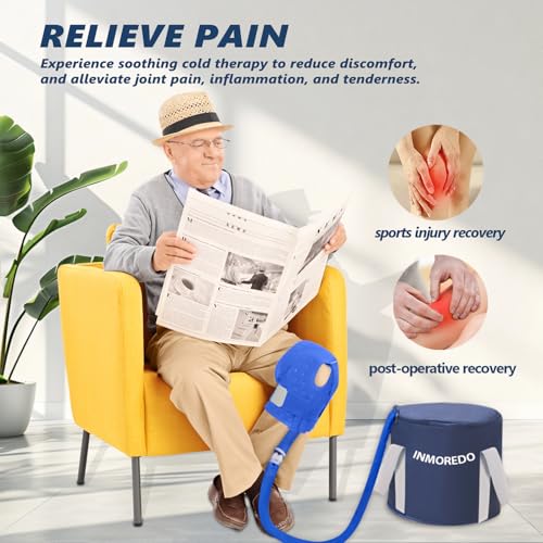 Inmoredo Cold Therapy Machine, Programable Ice Therapy Machine, for Knee Replacement, Post-Surgery Recovery, ACL, Pain Relief, for Sports Injuries, Sprains, Reduce Swelling, Knee Pad