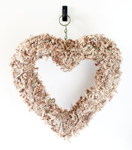 SuperMoss (22363) Living Wreath for Indoor and Outdoor Decor – Soil-Free Sphagnum Moss Wreath for Succulents, Plants, and Flowers – DIY Garden Craft for Front Door or Wall, 15”, Heart - size: 15"
