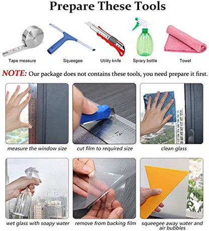 WochiTV Total Blackout Window Film 100% Light Blocking Non Adhesive No Residue Removable Opaque Static Cling Privacy Glass Tint for Home Bedroom Darkening Heat Control (17.5 in x 13.1 Ft) - color: Black, size: 17.5 Inch x 13.1 Feet