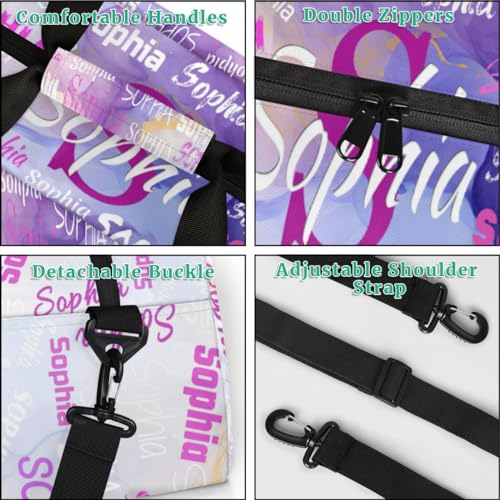 Personalized Gym Bag for Girls, Purple Marble Texture Print with Name | Custom Sport Gym Dance Cheerleading Duffel Bag Training Fitness Bags Travel Duffel Bag - color: Color 25