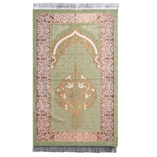 Islamic Prayer Rug Masjid Pattern Thin Mat 1pc Muslim Portable Blanket Ramadan Eid Gift Rug Turkish Prayer Carpet - Matcha Green, Styled - color: 1pc Matcha Greend