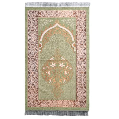 Islamic Prayer Rug Masjid Pattern Thin Mat 1pc Muslim Portable Blanket Ramadan Eid Gift Rug Turkish Prayer Carpet - Matcha Green, Styled - color: 1pc Matcha Greend