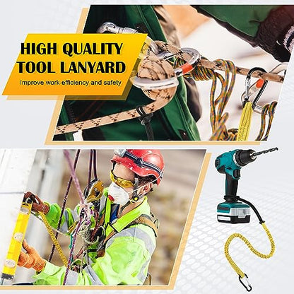 12 Pack Tool Lanyard with Single Metal Buckle and Adjustable Loop End, Standard Length, Maximum Weight Limit 8KG/ 17.6lb, with Aluminum Screw Lock, Retractable Shock Cord Stopper (Yellow) - color: Yellow