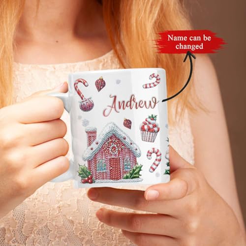Custom Name Coffee Mug 11oz 15oz, Personalized Sparkling Gingerbread House Ceramic Mug, Festive Full Wrap Mug, Customized Christmas White Cup, Winter Mug For kids, Gingerbread Mug - color: XUA-1124-3652-Christmas Mug