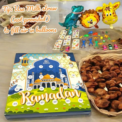 Ramadan Advent Countdown Calendar Eid Gift Surprise Calendar Box for Kids Count down for Boys 13"x13" [Age 4,5,6,7 yrs] (Boy Gift - Blue) - color: Boy Gift - Blue