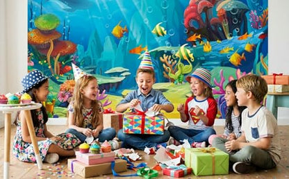 CHAIYA Under The Sea Backdrop Ocean Little Mermaid Backdrop Background for Under The Sea Theme Baby Shower Photo Booth Banner Party Cake Table Decoration 5x3ft - size: 5′x3′