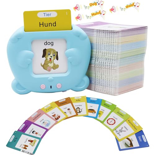 MAYAPHILOS German and English Bilingual Pocket Speech with 510 Sight Words, German Language Learning Toys for Kids, Audible Talking Flashcards, Toddlers' Sensory Preschool Educational Birthday Gifts - size: 510 Words German and English