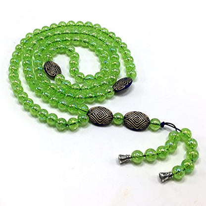 -8MM -99 Beads Necklace DHIKR TASBIH Collection- Imitation Acrylic Muslim Beads-Tesbih-Tasbih-Tasbeeh-Misbaha-Masbaha-Subha-Sebha (Shiny Light Green) - color: Shiny Light Green