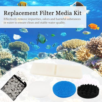 28 PCS Replacement Filter Media Kit Compatible with Fluval FX2/FX4/FX5/FX6 Aquarium Filters Include Media, Carbon Foam Pad, Water Polishing Pads, Bio-Foam Pads, Foam Block, Mesh Bag