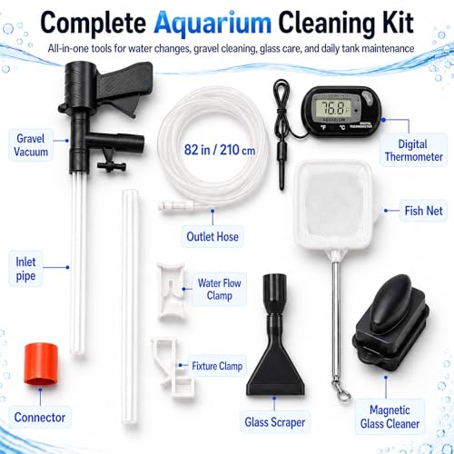 Fish Tank Cleaner Kit, Gravel Vacuum for Aquarium, Aquarium Vacuum & Siphon, Fish Tank Cleaning Kit, Aquarium Vacuum Gravel Cleaner