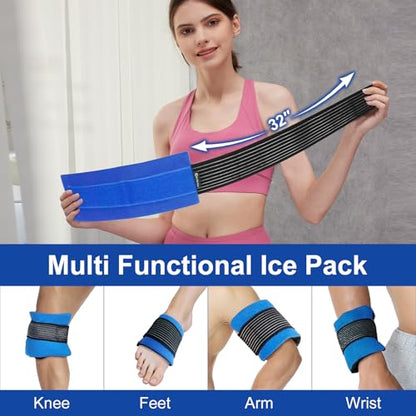Reusable Ice Gel Pack for Injuries, Soft Cold Pack Ice Wrap Hot Cold Compress Alleviate Inflammation Joint Pain Muscle Soreness, Flexible & Adjustable for Shoulder Elbow Foot Ankle Knee Wrist Leg Neck - color: 9.8" X 4.3" - 1 Ice Pack & Wrap