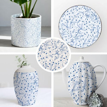 SUPERDANT 5PCS Blueberry Underglaze Paper Transfer Fruit Plants Transfer Papers for Clay Ceramic Porcelain Under Glaze Transfers for Pottery Enamel Decals Blue Underglaze Decal Handcrafted Gifts - style: Blueberries