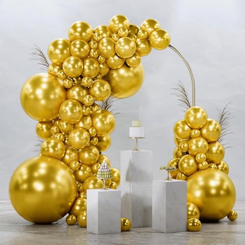 PartyWoo Gold Balloons 99pcs Different Sizes of 36 18 12 10 5 Inch - color: Gold-g101