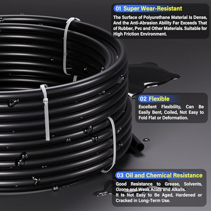 TAILONZ PNEUMATIC Air Line DOT 1/4 inch od Black Pneumatic Nylon Tube 200ft (60 Meter) Air Brake Tubing Nylon Hose - color: Black-Nylon, size: 1/4'' OD/200ft/60m