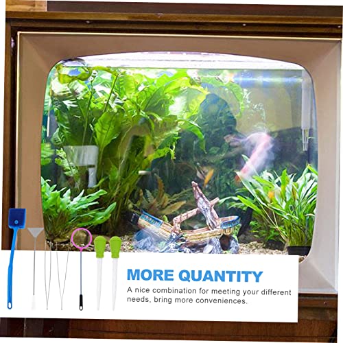 UKCOCO 7Pcs Aquarium Tool Kit Professional Fish Tank Maintenance Ergonomic Design for Easy Keep Your Aquarium and Healthy for Aquascaping Random Color