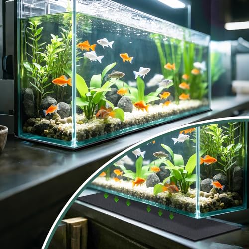 Aquarium Leveling Mat 2PCS/Set Neoprene Non-Slip Shockproof Fish Tank Pad Waterproof Textured Surface for Uneven Surfaces Durable Fish Tank Mat with Easy-Cut Edges (No Glue, 11.8 x 11.8 Inch) - size: 11.8 x 11.8 Inch, style: No Glue