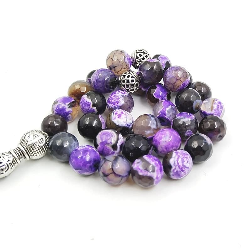 ALBASHAN Prayer Beads Purple Agate Tasbih Rosary Muslim Turkish Accessories Hand 10mm 33 45 51 66 99 100 Beads Bracelet Arabian - size: 10mmx99beads