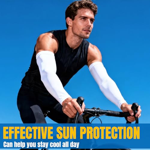 PFFY 4 Pairs UV Protection Arm Sleeves Cooling Compression Sleeve for Men Women Sports Tattoo Cover Up - color: Black*2 + Grey*2