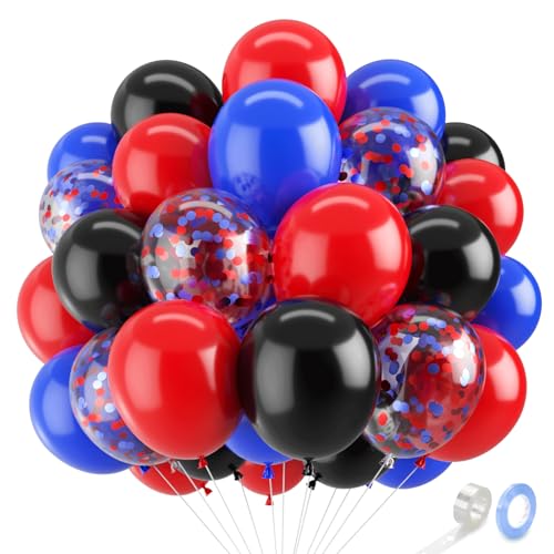 Zesliwy Red Blue Black Balloons Set, 50pcs 12In, Latex, Party Decoration - color: Red Blue Black