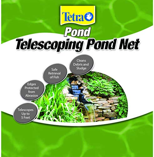 TetraPond Telescoping Pond Net, 14" Ring | Extends To 5', Flattened Top Edge, 16" Deep Net, Safe Fish Retrieval - size: 1 ct