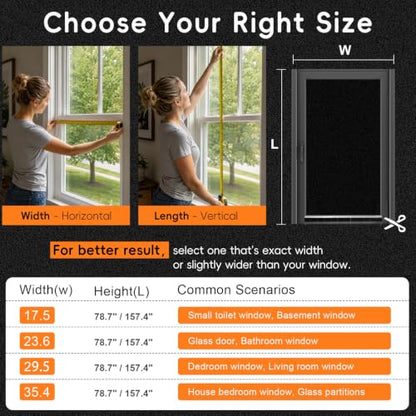 Blackout Window Privacy Film, Removable Window Cover Static Cling, Darkening Light Heat Blocking, Window Tint for Home Garage Bedroom Day Sleep, Black 23.6 Inch * 157.4 Inch - color: Black, size: 23.6 Inch * 157.4 Inch