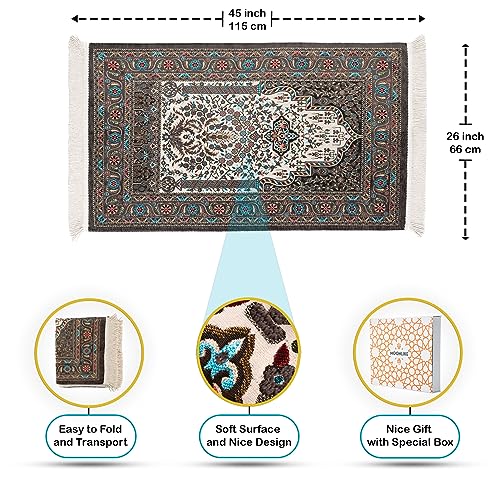 My Salah Mat, Travel Prayer Mat, Muslims Prayer Rug, Prayer Rugs Islam Thick, Soft Prayer Mat, Prayer Rugs Islam Women, Islamic Gift for Men (Grey) - color: Grey