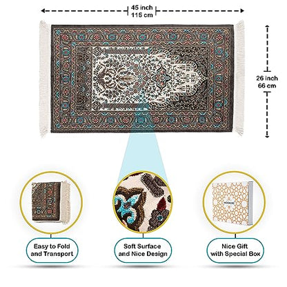 My Salah Mat, Travel Prayer Mat, Muslims Prayer Rug, Prayer Rugs Islam Thick, Soft Prayer Mat, Prayer Rugs Islam Women, Islamic Gift for Men (Grey) - color: Grey