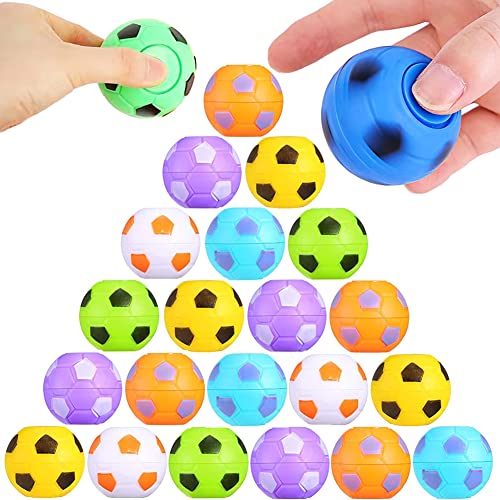 32 PCS Mini Fidget Spinners Soccer Ball Toys for Kids, Soccer Party Favors Goodie Bag Stuffers, Rotatable Soccer Finger Stress Balls for Classroom Prizes - size: 1.3 inches